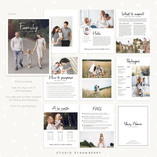 Photography Magazine Template, Photographer Welcome Guide Template, Photographer brochure, Family Photography Marketing, Kids Photography