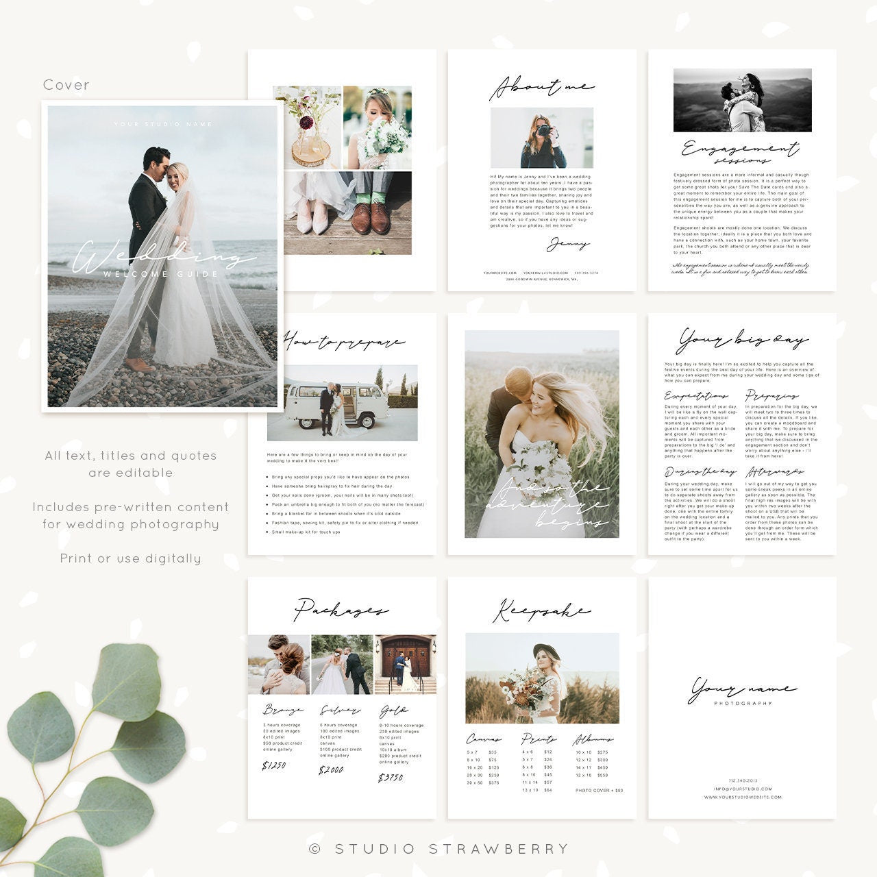 Wedding Photography Magazine Template, Wedding Welcome Guide Template, Wedding brochure, Wedding Photographer, Wedding Photography Marketing