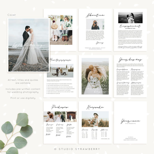 Wedding Photography Magazine Template, Wedding Welcome Guide Template, Wedding brochure, Wedding Photographer, Wedding Photography Marketing
