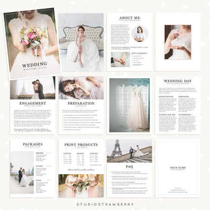 Wedding Photography Magazine Template, Wedding Welcome Guide Template, Wedding brochure, Wedding Photographer, Wedding Photography Marketing