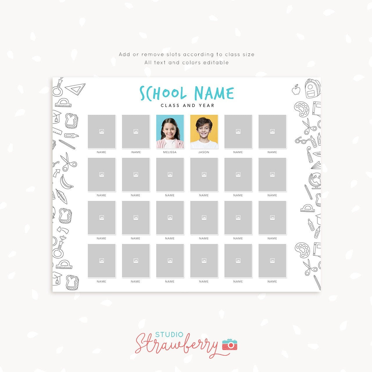 School composite template, 8x10 School Composite, photo composites, school photography template, Daycare Template, Child care photography