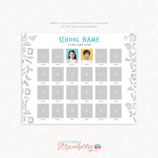 School composite template, 8x10 School Composite, photo composites, school photography template, Daycare Template, Child care photography