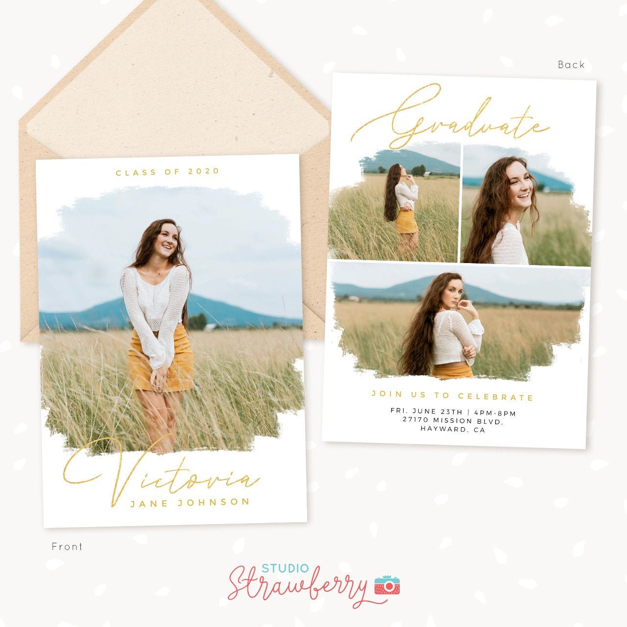 Graduation invitation 2020 template, Glitter, Gold, Graduation announcement, Graduation Template 2020, Senior Graduation Photo card template