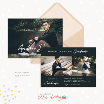 Guy graduation announcement, Graduation announcement boy, Graduation Invitation 2020 Boy, Senior Graduation Template, Graduation Invitation