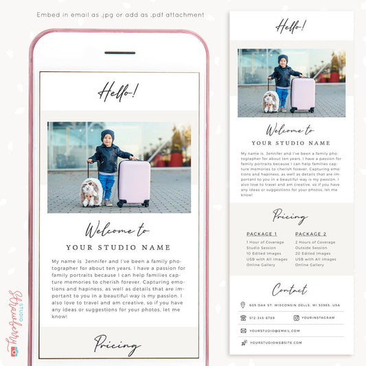 Welcome email template for photographers, Email brochure, Canva, Email Newsletter Template for photographers, Photoshop, client email