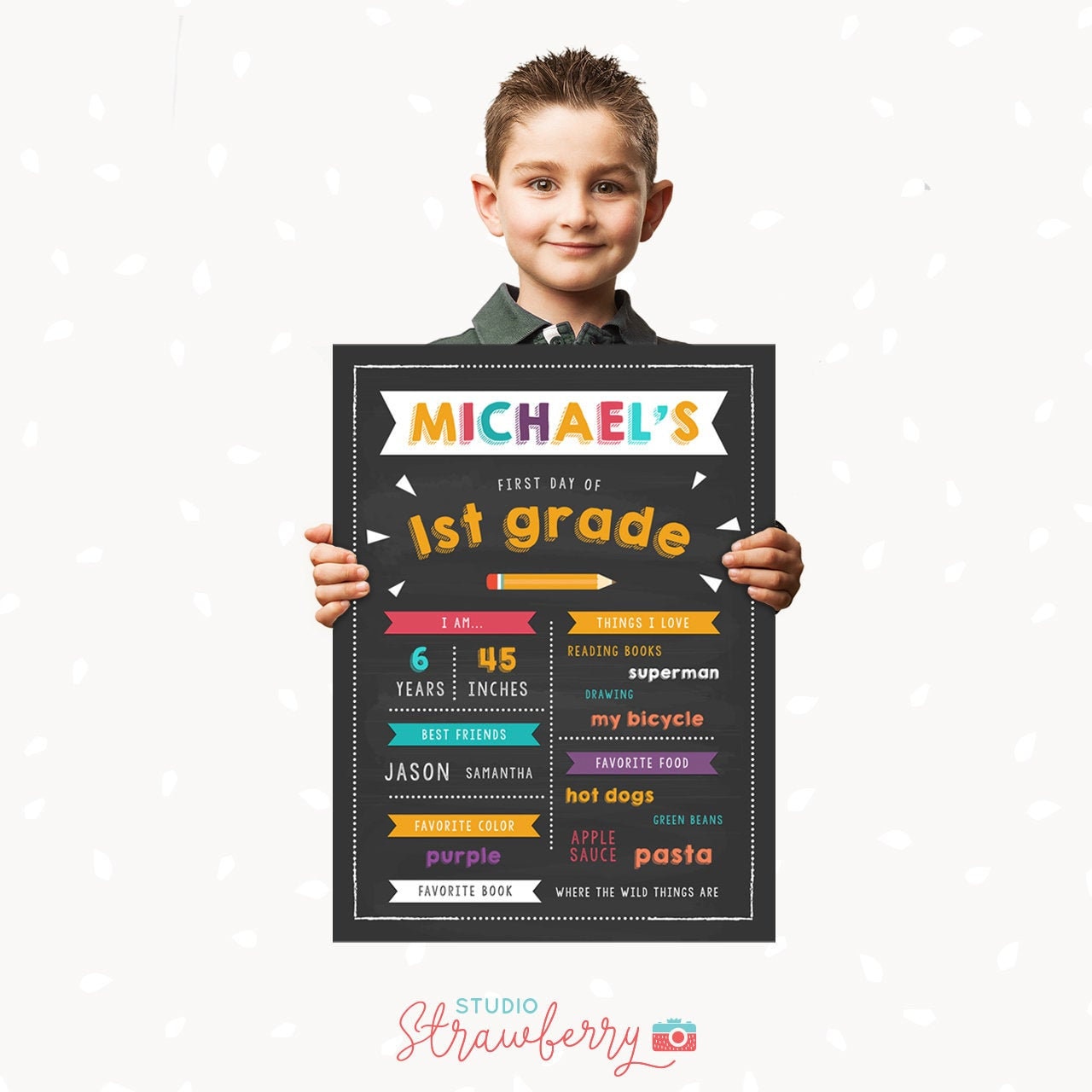 Back to school chalkboard sign printable, back to school sign digital, first day of school sign, first day of school board, facts, stats