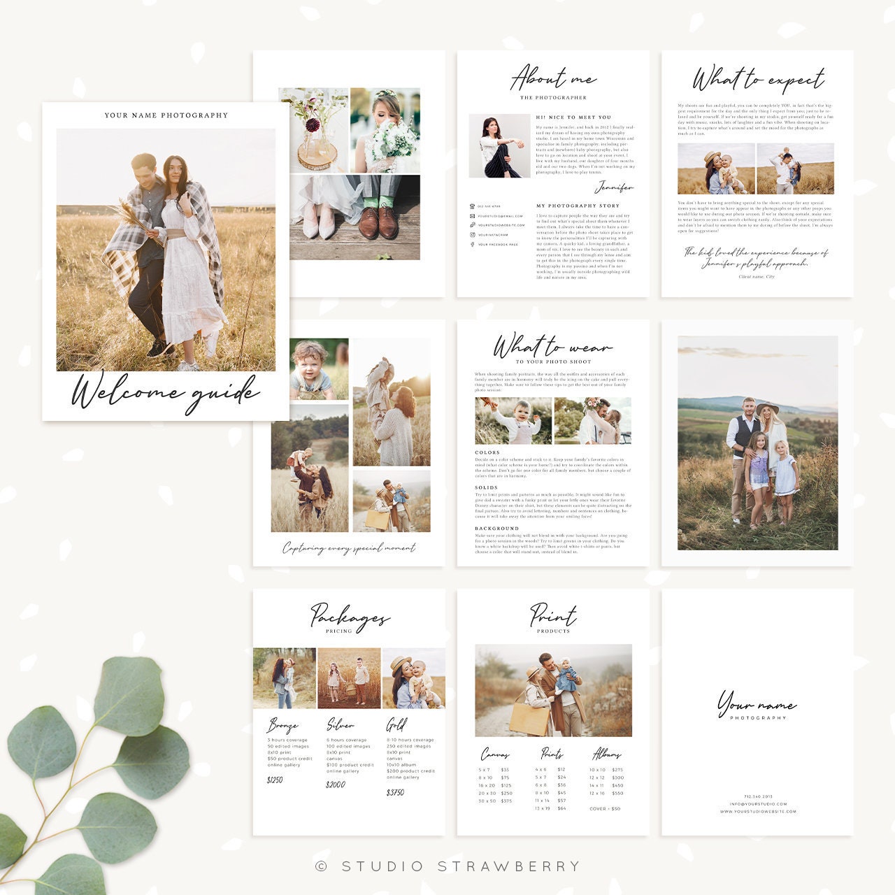 Photographer Welcome Guide Template, Photography Magazine Template, Photographer brochure, Family Photography, Wedding Photography