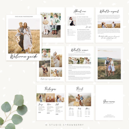 Photographer Welcome Guide Template, Photography Magazine Template, Photographer brochure, Family Photography, Wedding Photography