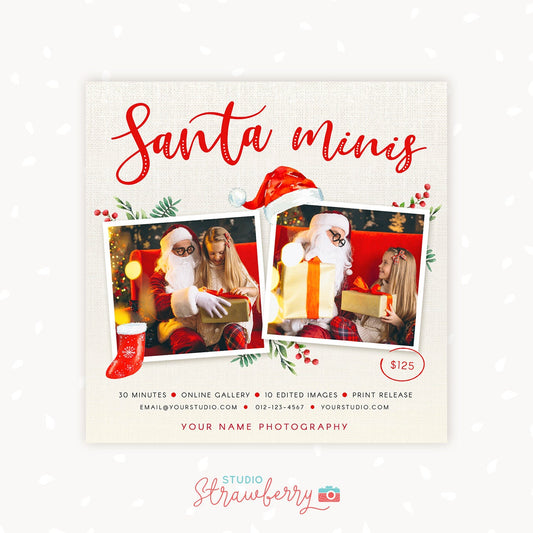 Santa Mini Session Template, Santa mini template, Santa mini sessions, Santa minis, Christmas marketing board, Christmas mini sessions