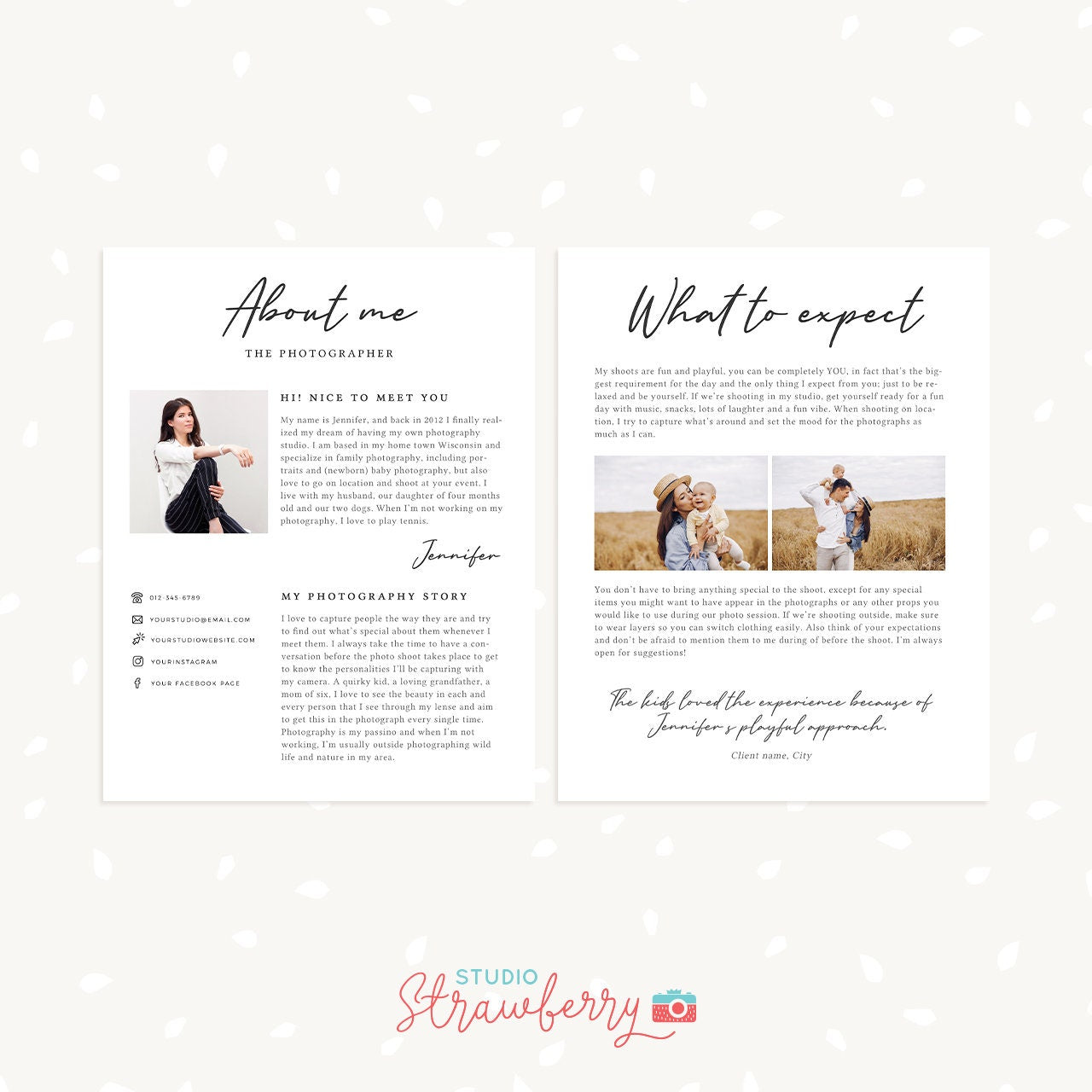 Photographer Welcome Guide Template, Photography Magazine Template, Photographer brochure, Family Photography, Wedding Photography