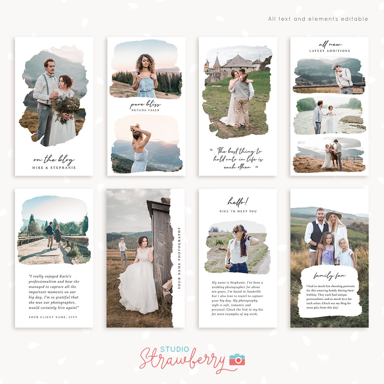 Instagram story template: "Brushed", Instagram stories templates, Social Media Template, Instagram Template for photographers