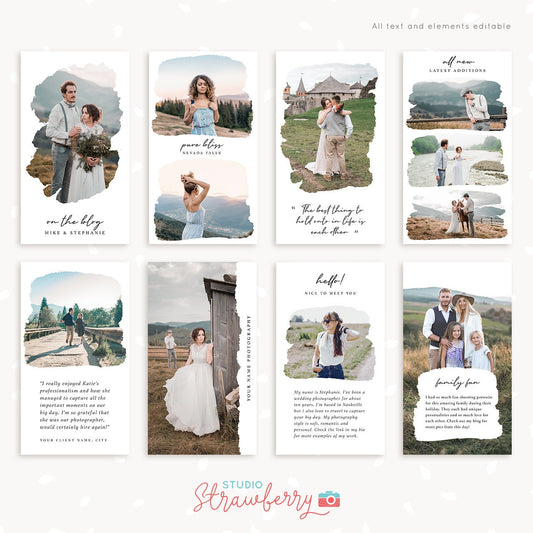 Instagram story template: "Brushed", Instagram stories templates, Social Media Template, Instagram Template for photographers