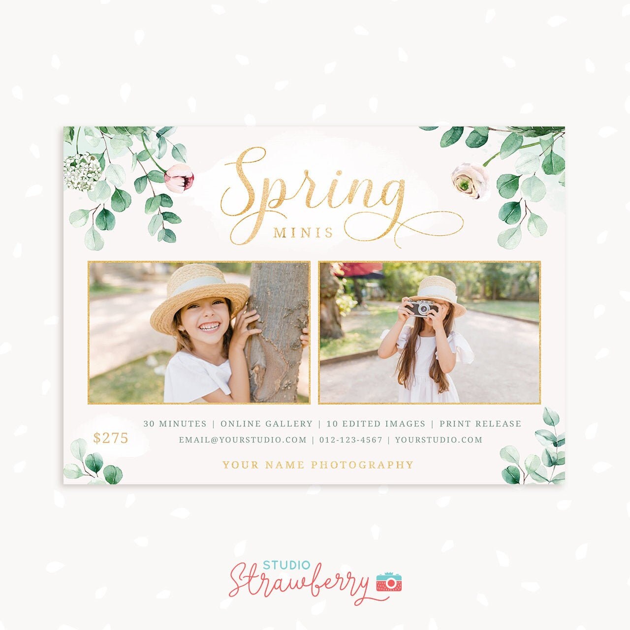Spring Mini Session Template & Social media kit, Spring minis, Spring Marketing Board, Photoshop Template, Spring Mini Sessions Template