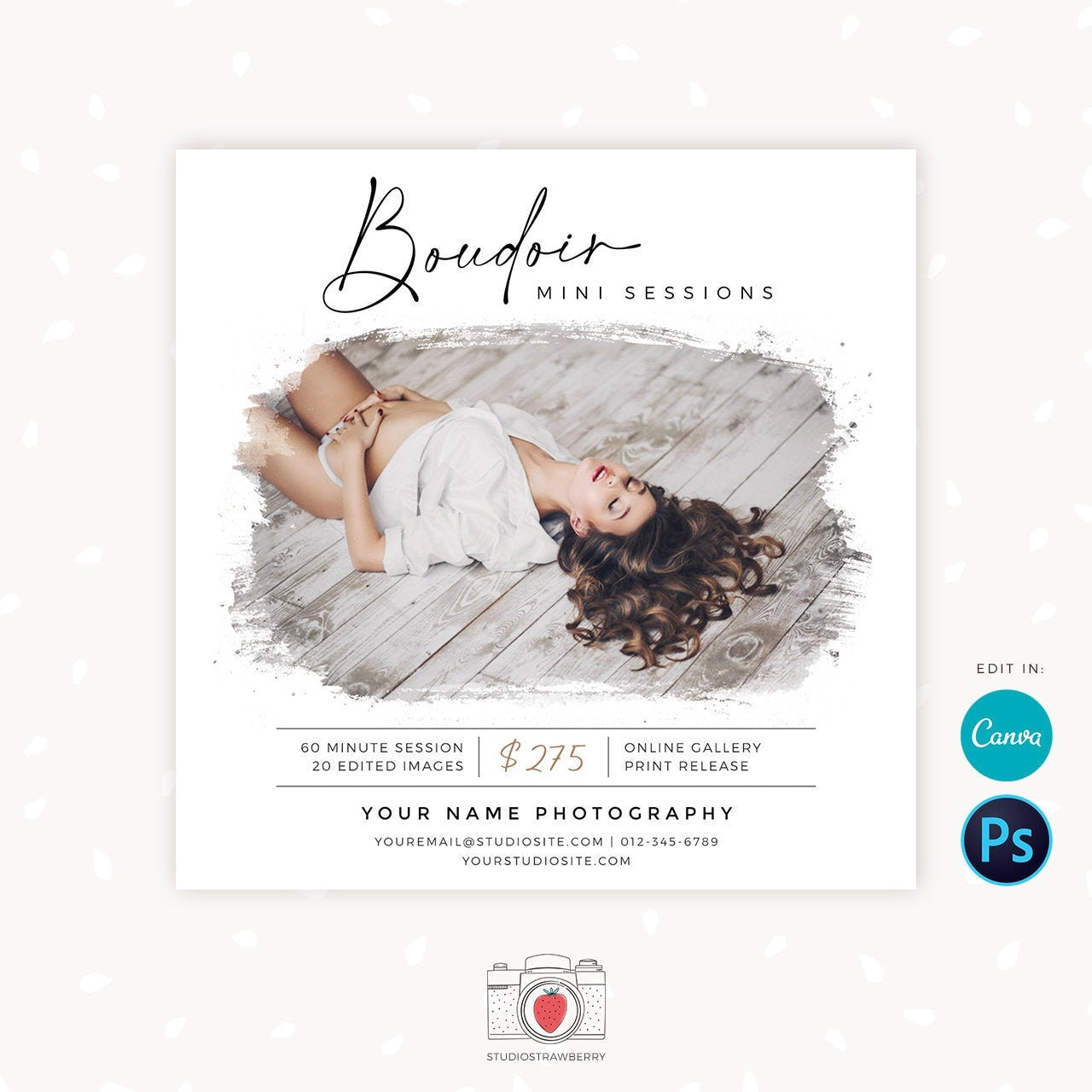 Boudoir Mini Sessions Template, Canva, Photoshop, Boudoir mini session template, Boudoir minis, Lingerie photo sessions, Romantic, Sexy