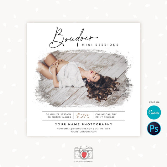 Boudoir Mini Sessions Template, Canva, Photoshop, Boudoir mini session template, Boudoir minis, Lingerie photo sessions, Romantic, Sexy