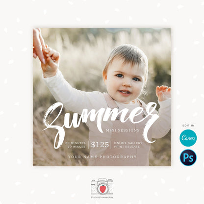 Summer Mini Session Template, Summer Mini Sessions, Summer minis, Marketing Board, Canva, Photoshop Template, Summer Photography Marketing