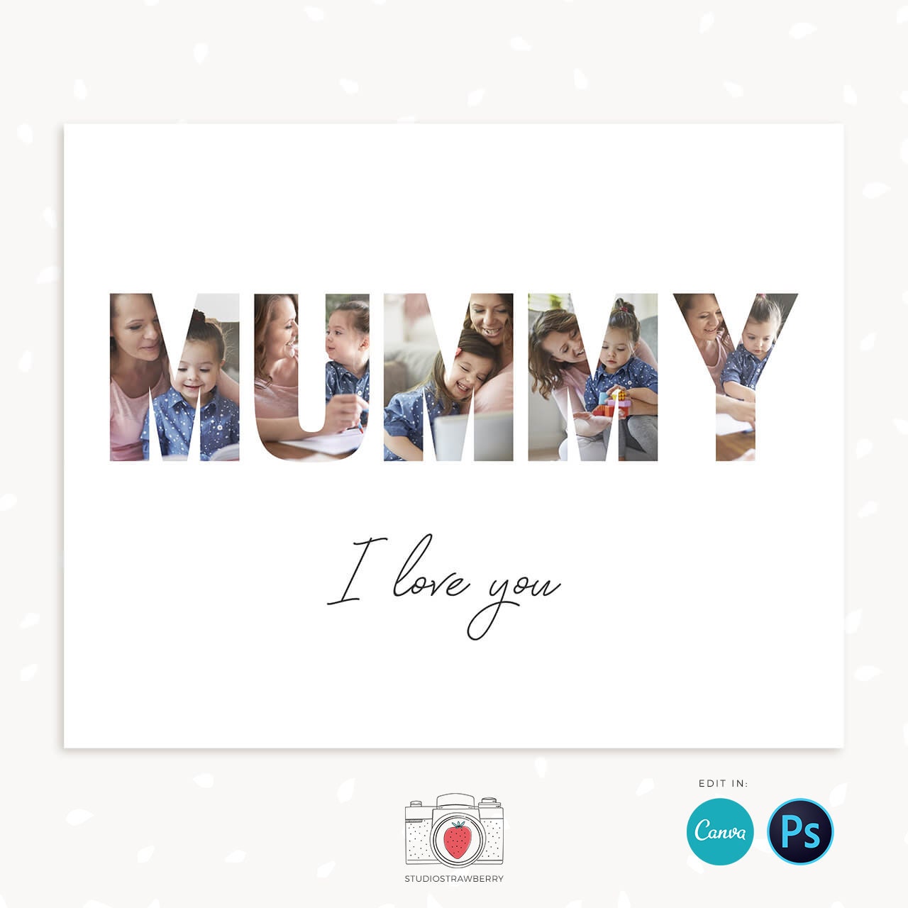 Mom photo collage, Canva & Photoshop, Mummy photo collage, Mommy photo collage, Mothers day collage template, Mothers day gift last minute