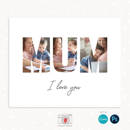 Mom photo collage, Canva & Photoshop, Mummy photo collage, Mommy photo collage, Mothers day collage template, Mothers day gift last minute