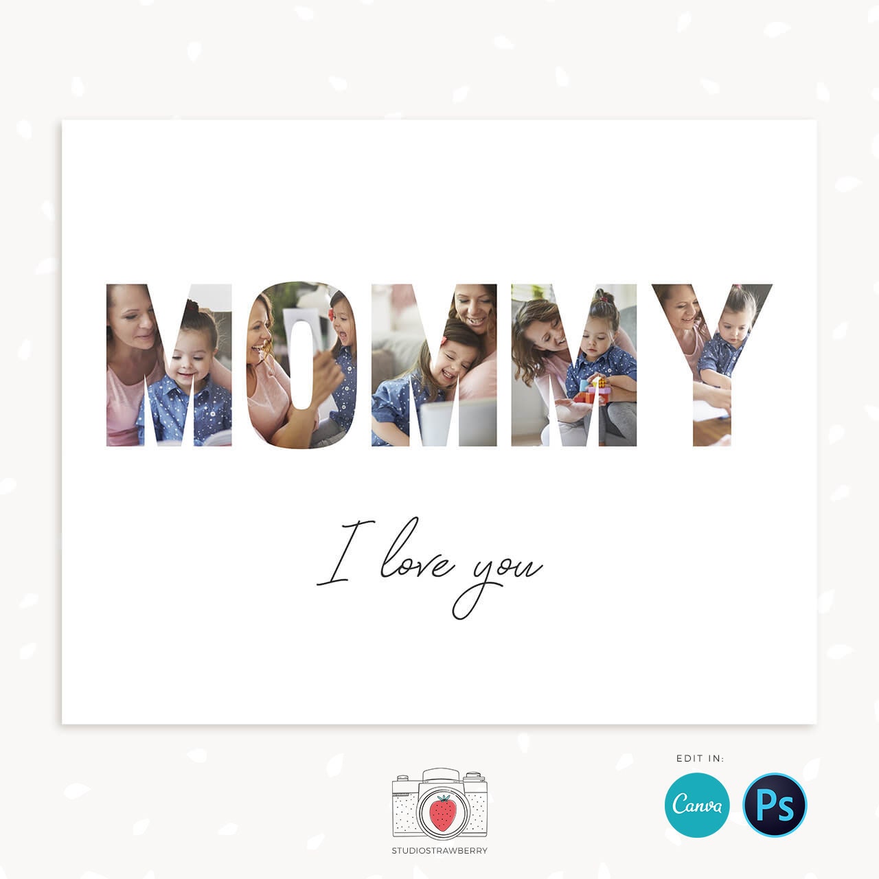 Mom photo collage, Canva & Photoshop, Mummy photo collage, Mommy photo collage, Mothers day collage template, Mothers day gift last minute