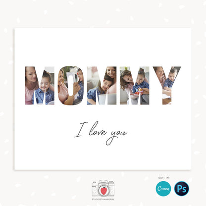 Mom photo collage, Canva & Photoshop, Mummy photo collage, Mommy photo collage, Mothers day collage template, Mothers day gift last minute