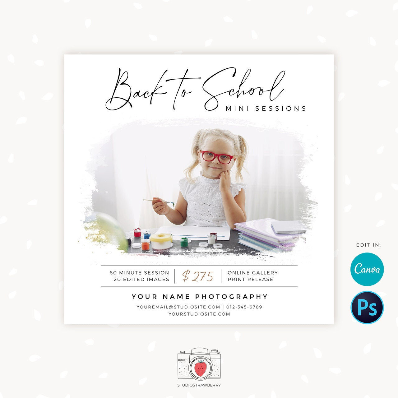 Back to School Mini Sessions Template, Canva, Photoshop, Back to School mini session template, Back to School minis, School photo sessions
