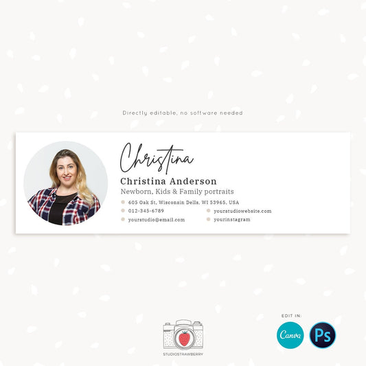 Email signature template Canva, Email signature canva, Banner, Photographer signature template, Gmail, Outlook, Apple Mail, Teacher, Realtor