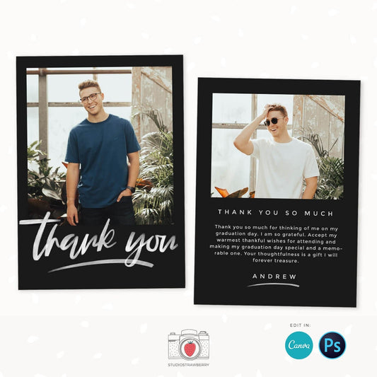Graduation thank you card for boys, Graduate thank you card, Senior Graduation Thank you card Template, Printable thank you card graduate