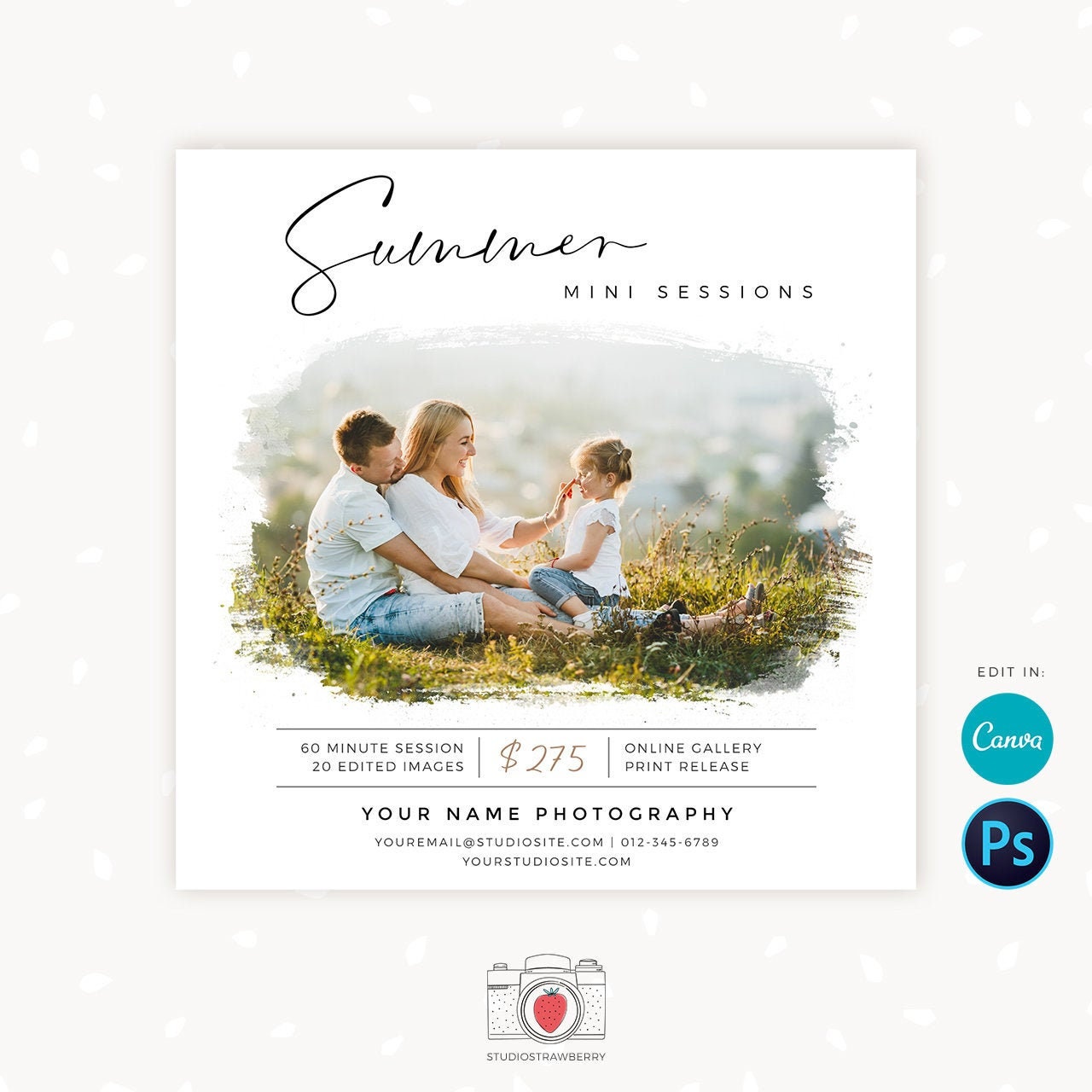 Summer Mini Session Template, Summer Mini Sessions, Summer minis, Marketing Board, Canva, Photoshop Template, Summer Photography Marketing
