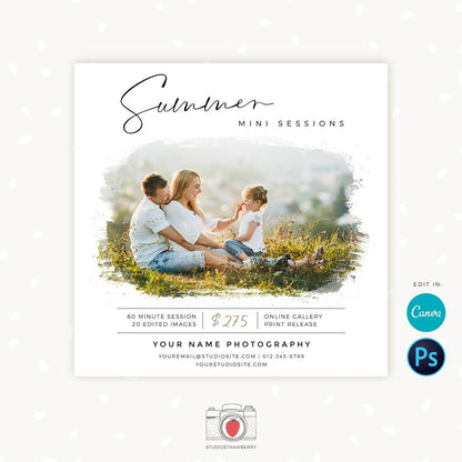 Summer Mini Session Template, Summer Mini Sessions, Summer minis, Marketing Board, Canva, Photoshop Template, Summer Photography Marketing