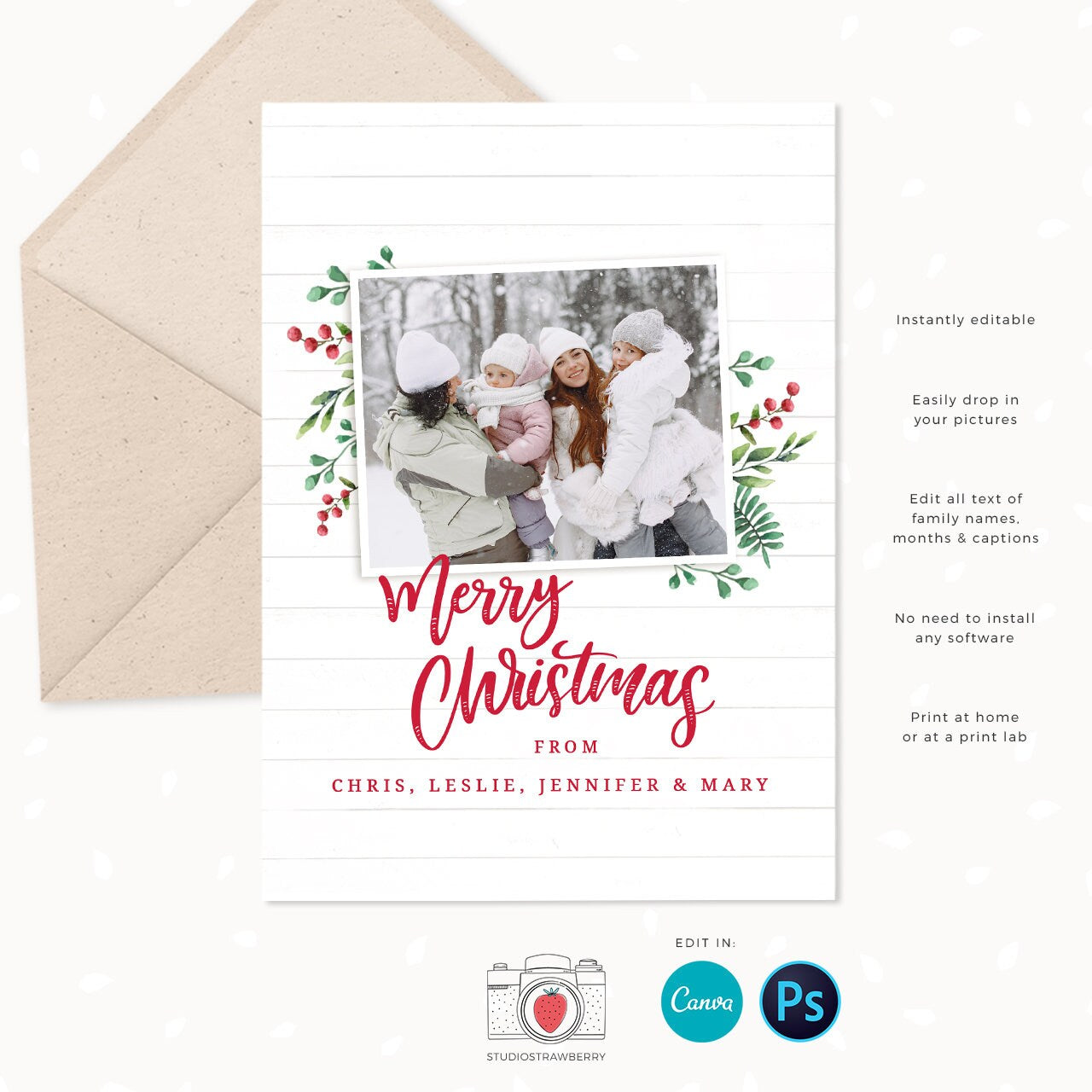 Year in review Christmas card template, 2023 monthly overview, Canva Year in review template monthly, Year in review holiday card, Pictures