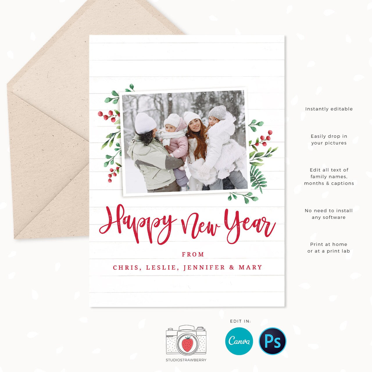 Year in review Christmas card template, 2023 monthly overview, Canva Year in review template monthly, Year in review holiday card, Pictures