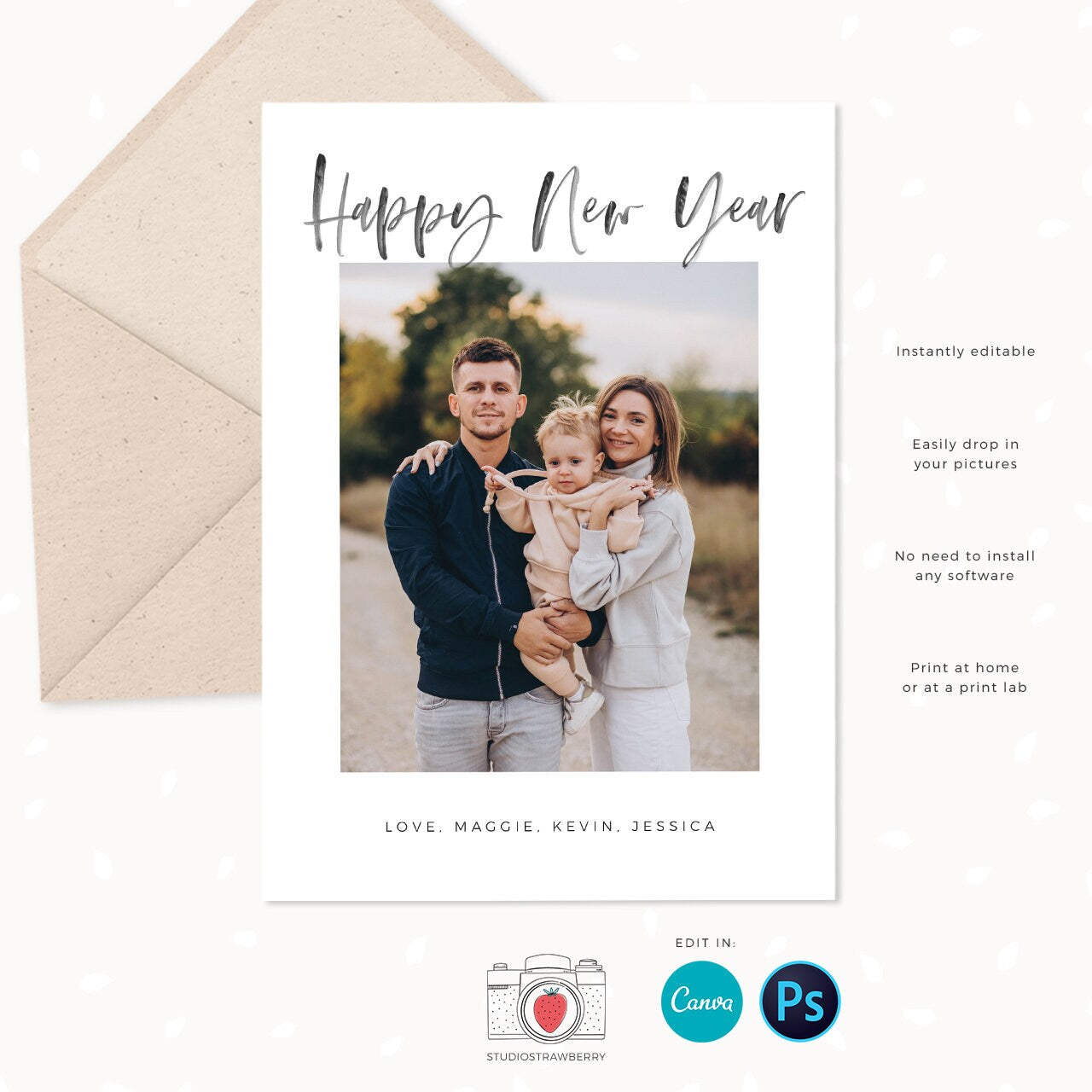 Year in review Christmas card template, 2022 monthly overview, Canva Year in review template monthly, Year in review holiday card, Xmas
