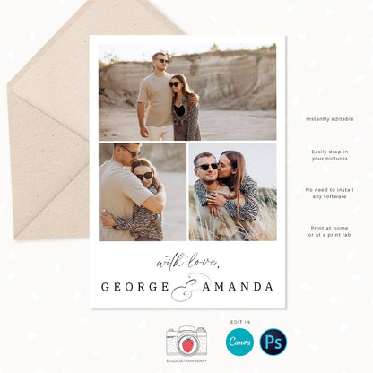 Save the date template with photo, Save the date card, Canva, Wedding announcement template, Save the date template with picture, classic