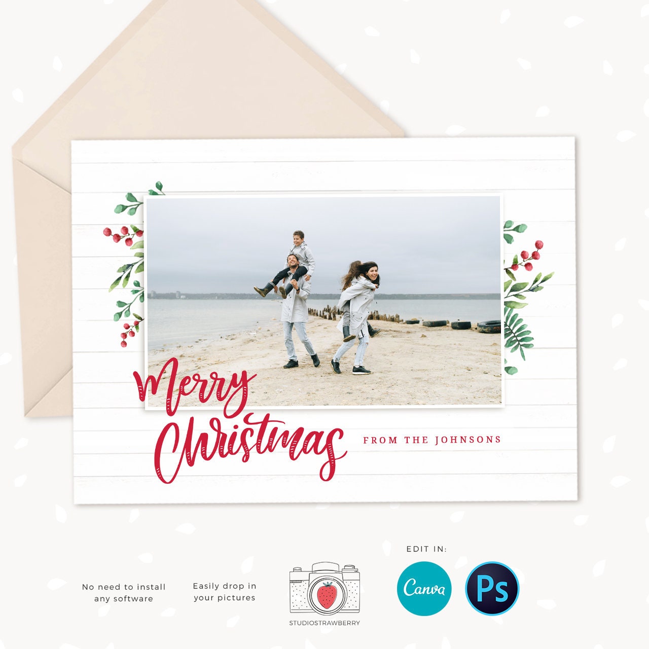 Year in review Christmas card template, Canva, 2022 collage, Year in review template collage, Year in review holiday card, 2022 facts