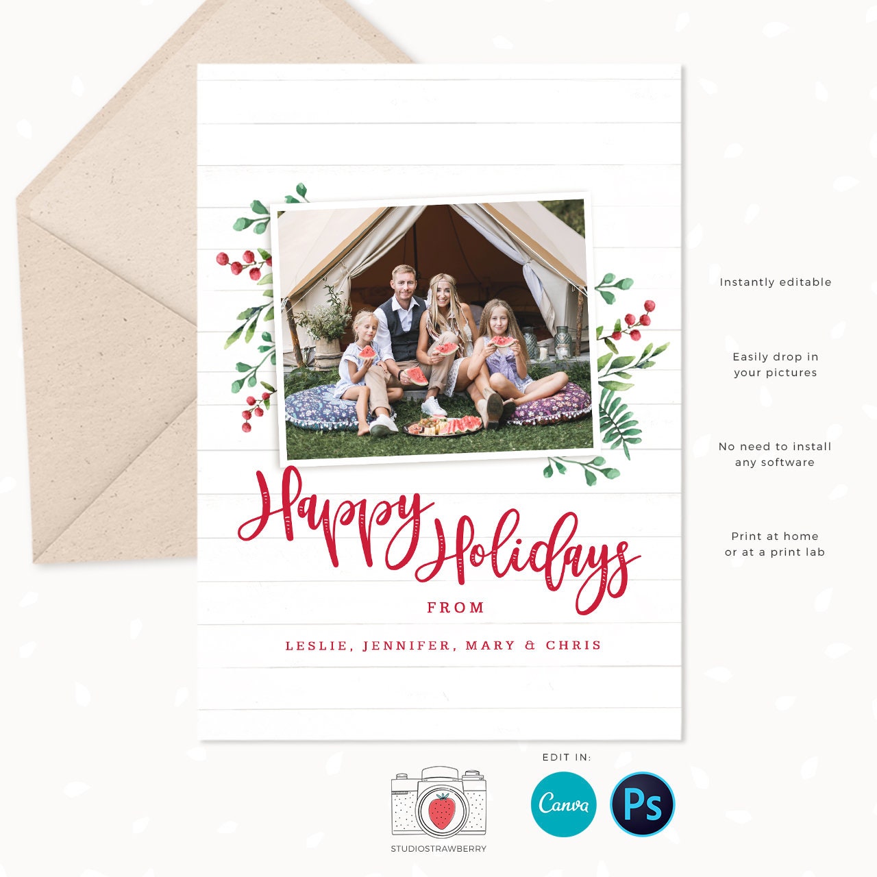 Year in review Christmas card template, 2022 overview, Year in review template Canva, Year in review holiday card, Year in review card