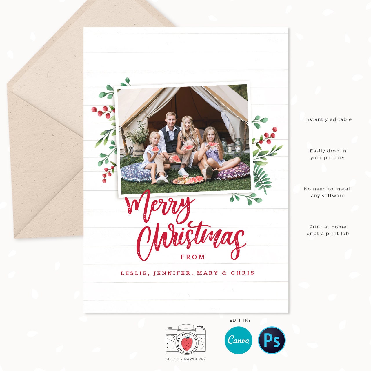 Year in review Christmas card template, 2022 overview, Year in review template Canva, Year in review holiday card, Year in review card