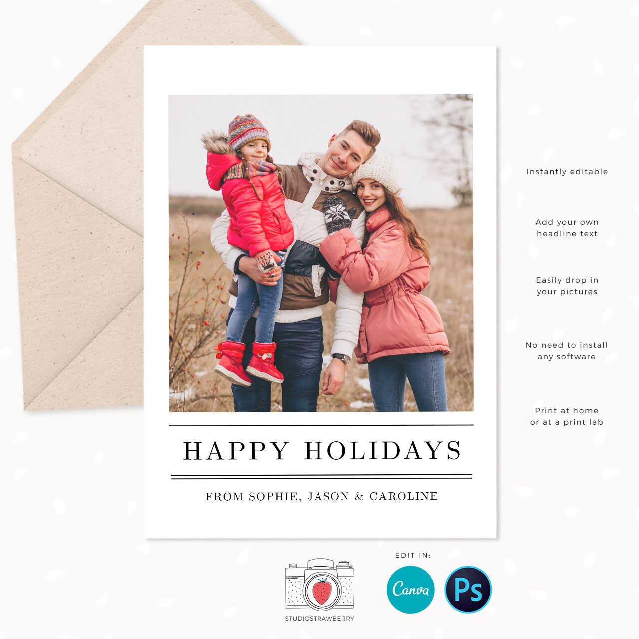 Year in review Christmas card template, Canva, 2022 overview, Year in review template, Year in review holiday card, Year in review card
