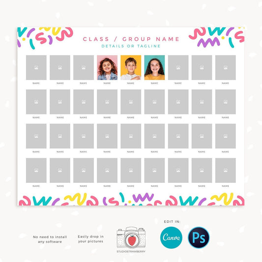 School composite template, 14x11", Canva, School Composite, photo composites, school photography template, Daycare Template, Child care