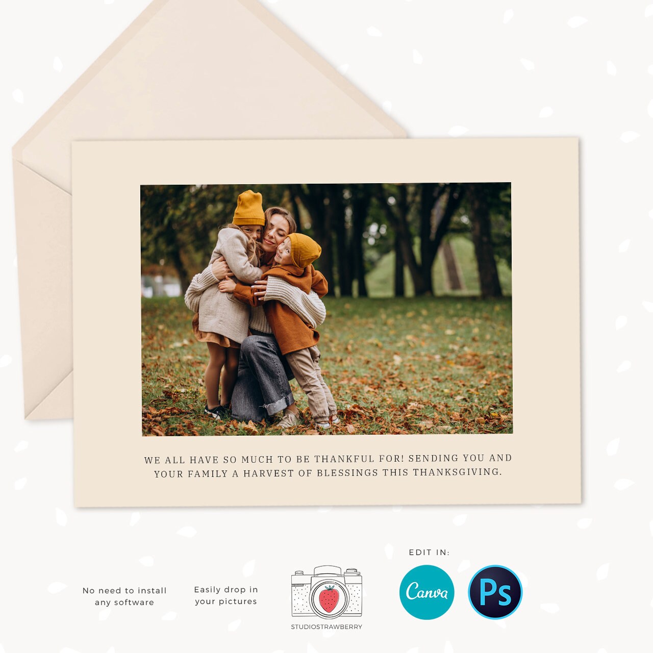 Thanksgiving card template, Editable thanksgiving card, Canva, Thanksgiving photo card template, Thanksgiving card canva template, Thankful