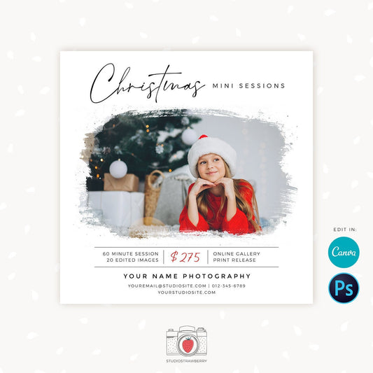 Christmas Mini Session Template, Canva, Christmas mini sessions, Christmas photography template, Christmas minis promotion, Christmas minis
