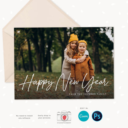 Christmas photo card template, Christmas card template, Canva, Happy holidays card template, Christmas photo cards printable, Editable