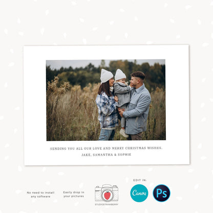 Christmas photo card template, Modern Christmas Card with Photo, Canva, Photo Holiday card, Christmas card with photo template, Merry Bright