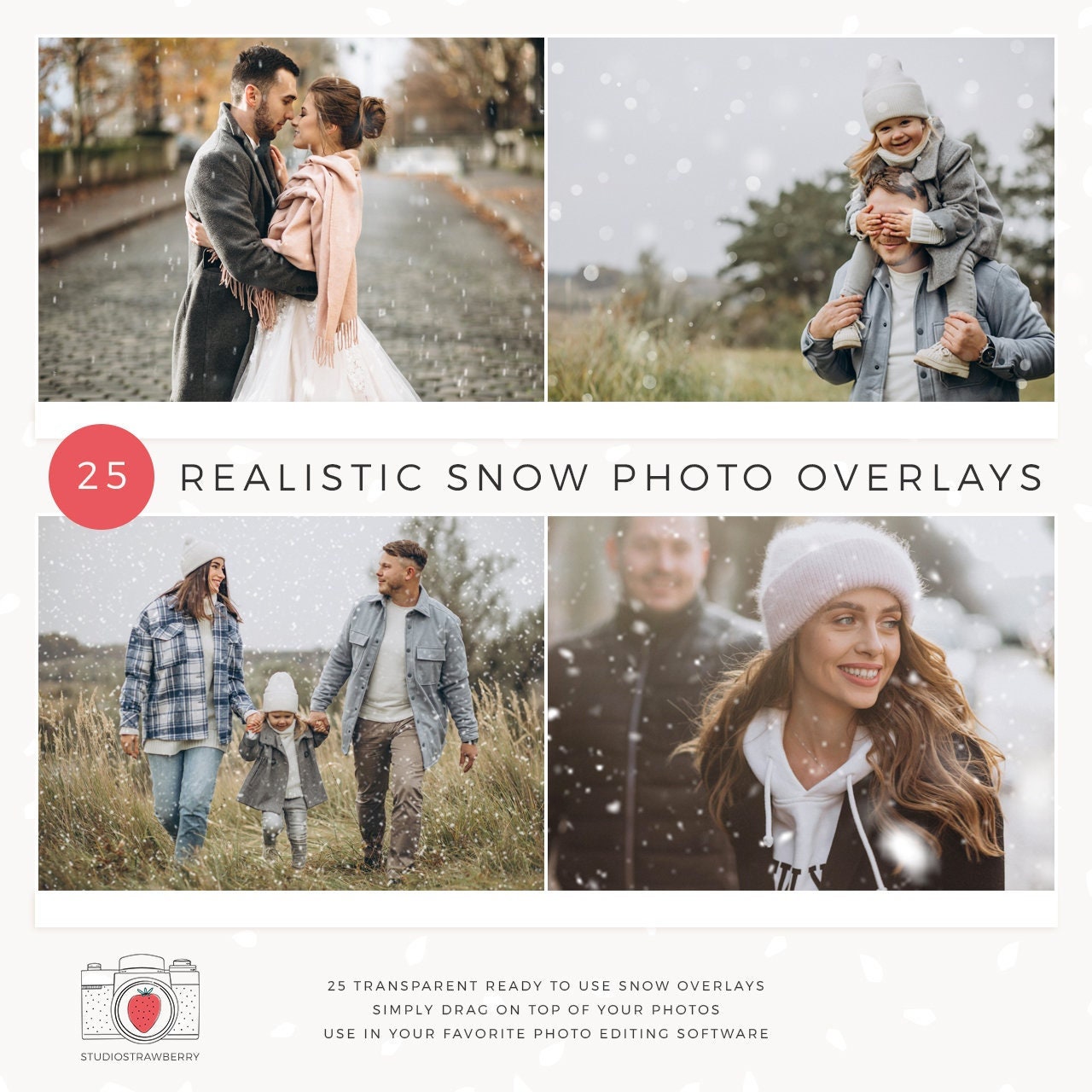 Snow overlays, Snow overlay png, realistic snow overlays, Christmas overlays, winter overlays, Snow Photoshop overlay, Canva, Lightroom*