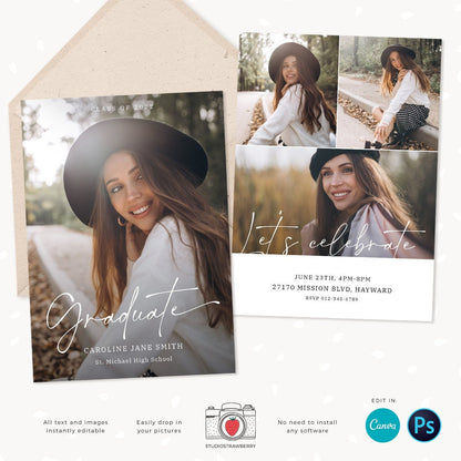 Graduation invitation template, Instantly editable, Editable Graduation Card, Senior Graduation Template, Senior Graduation Announcement