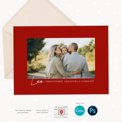 Valentine photo card template, Valentine card printable, Canva, Family Valentine photo card, Valentine cards printable, Valentine collage