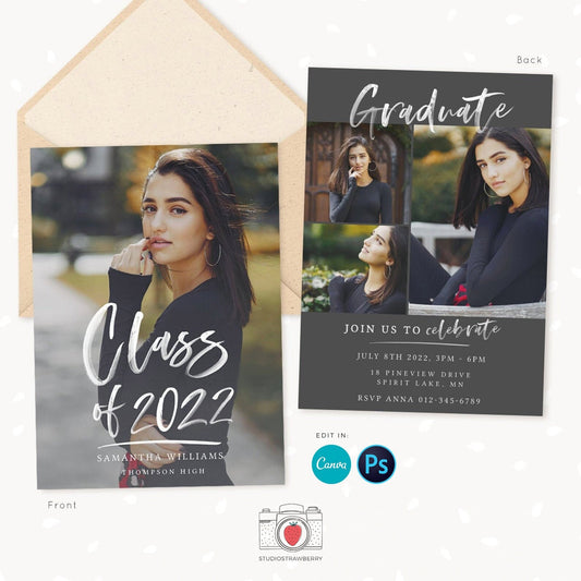 Graduation invitation template, Instantly editable, Editable Graduation Card, Senior Graduation Template, Class of 2022 graduation card