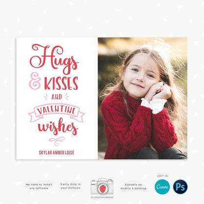 Valentine photo card template, Valentine card printable, Canva, Family Valentine photo card, Valentine cards printable, Valentine collage