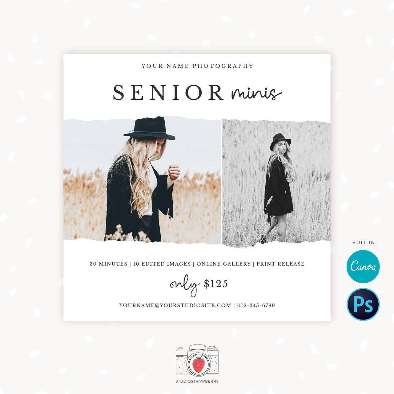 Senior Mini Session Template, Graduation mini sessions, Senior photography, Senior template, Grad photography, Senior minis, Graduation mini