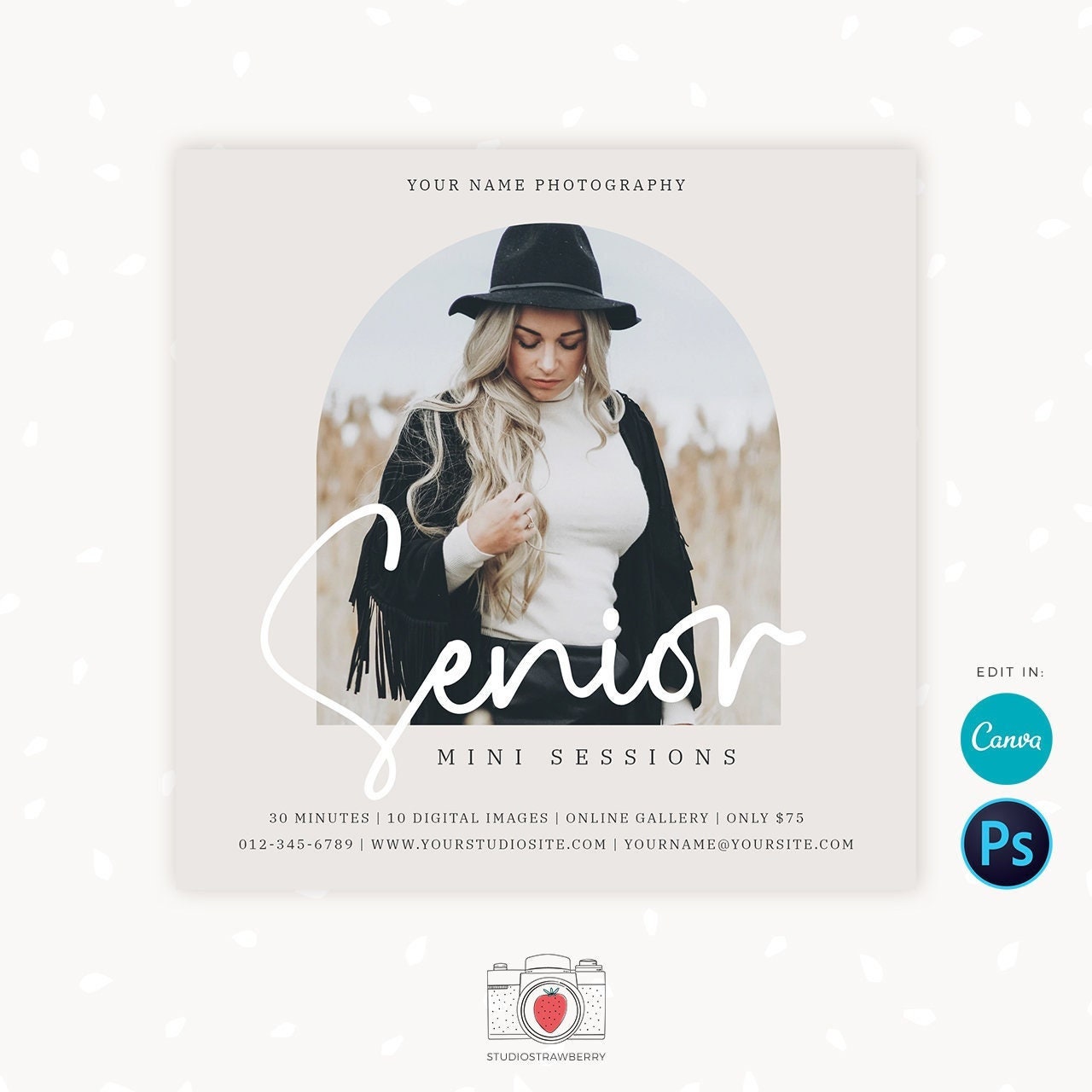 Senior Mini Session Template, Graduation mini sessions, Senior photography, Senior template, Grad photography, Senior minis, Graduation mini