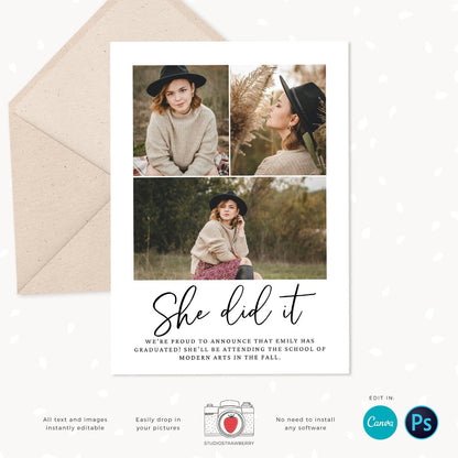 Graduation invitation template, Instantly editable, Editable Graduation Card, Senior Graduation Template, Senior Graduation Announcement